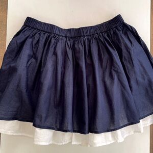 United Colors Benetton Navy Blue  White Mini Skirt double layered! Girls kids xl